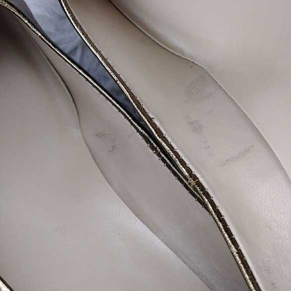 Etienne Aigner Gail Gold Leather Pointed-Toe Skinny Heel Slip On Pump Shoe - Picture 15 of 16